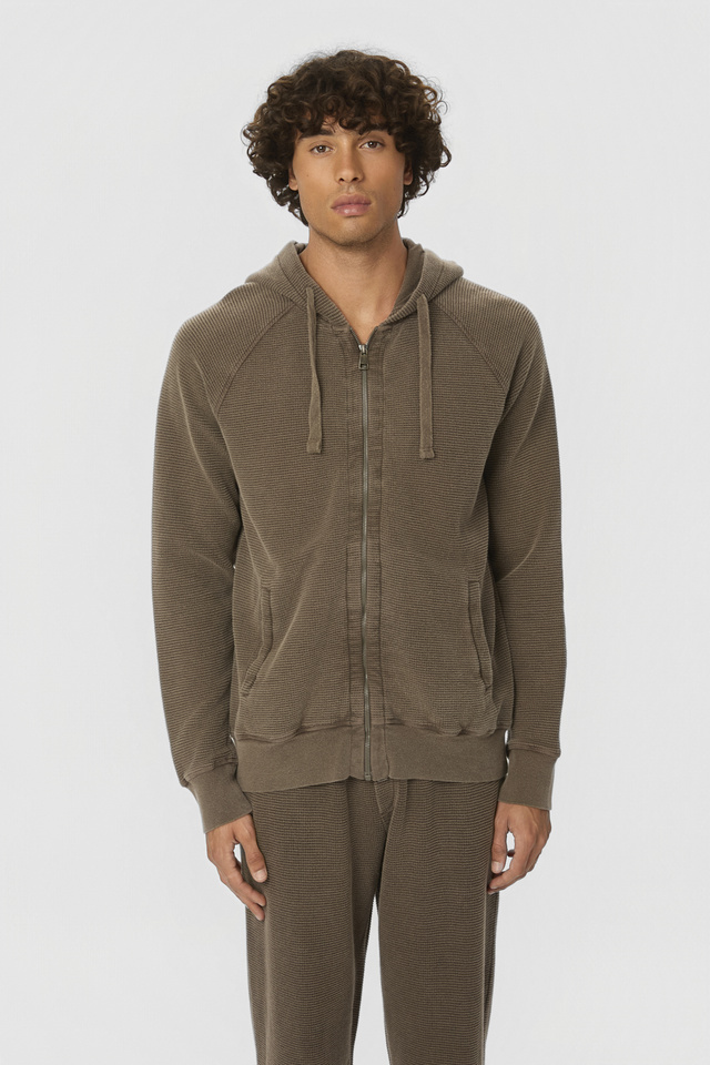 Waffle Full Zip with Raglan Sleeves