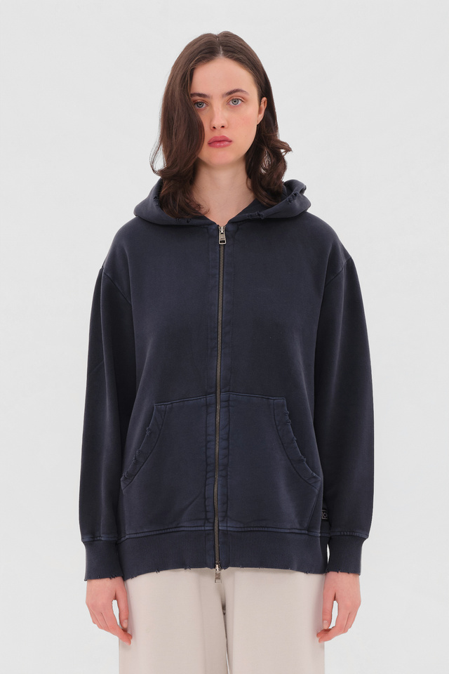 Oversized Ζακέτα με Διπλό Φερμουάρ