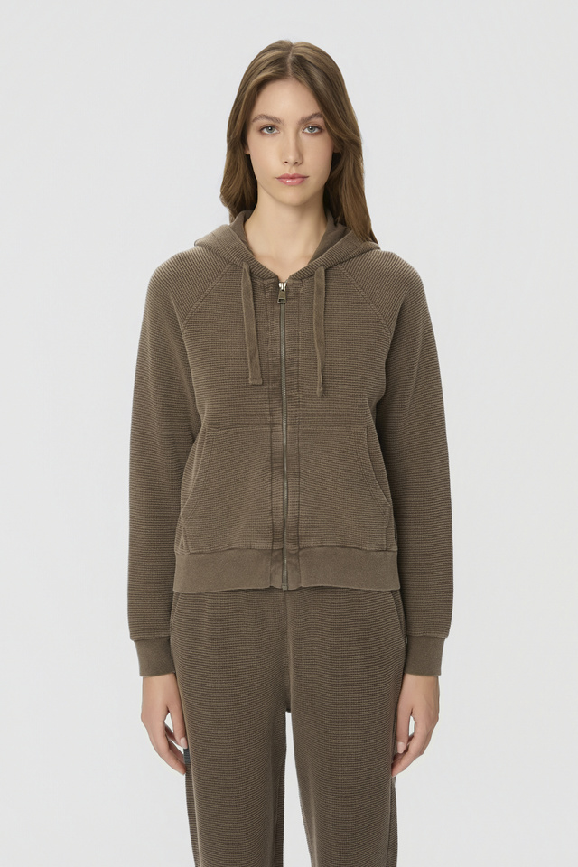 Waffle Raglan Full-Zip