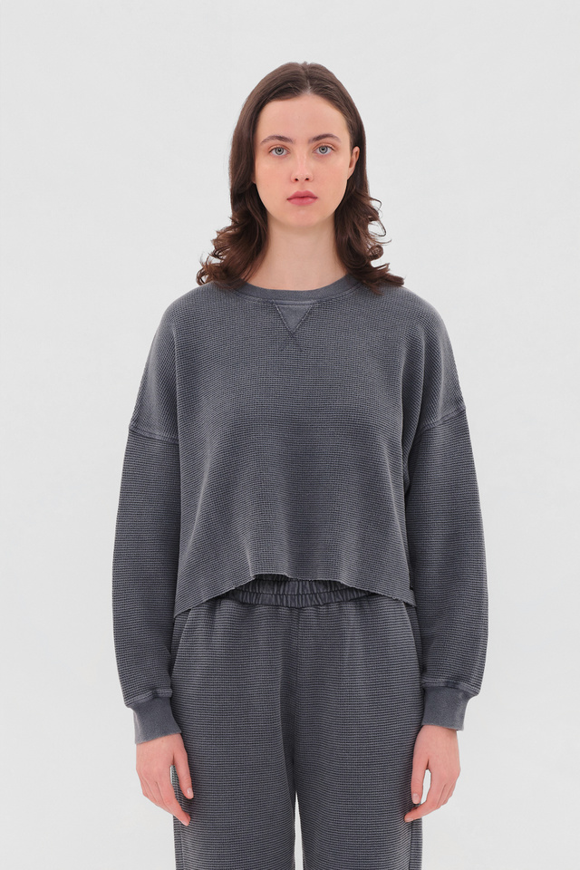 Cropped Waffle Longsleeve Top