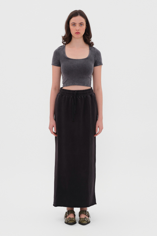 MAXI SKIRT WITH RAW EDGES