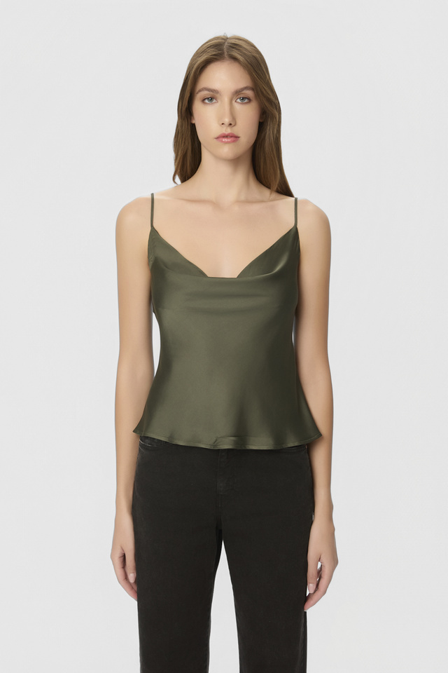 DRAPED SATIN TOP