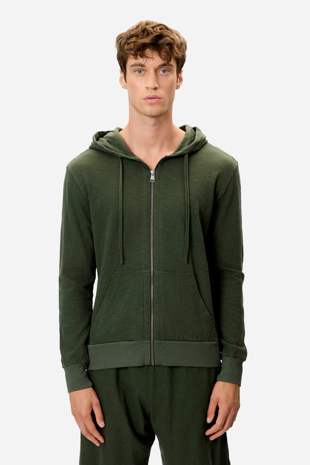 Regular Knitted Slub Full-Zip Ζακέτα