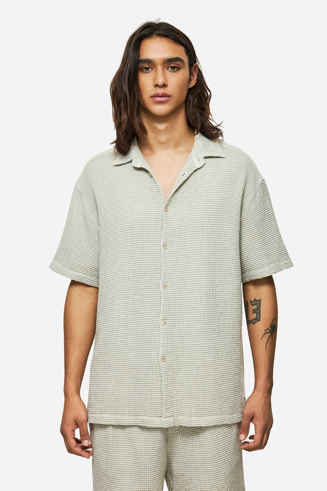 Classic Short Sleeve Shirt with Waffle Texture