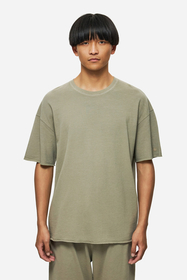 Piquet T-Shirt with Raw Edges in Regular Fit