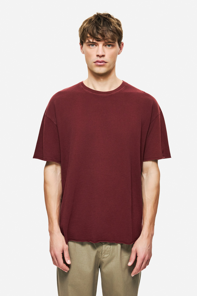 Piquet T-Shirt with Raw Edges in Regular Fit