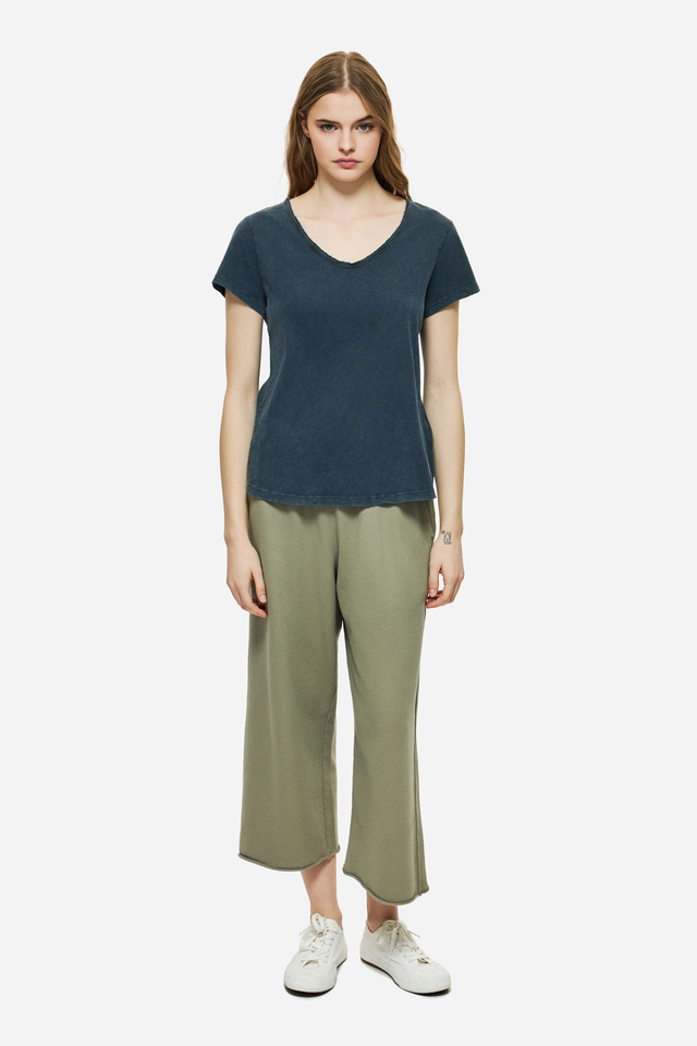 Cropped Sweatpants with Raw Edge Details