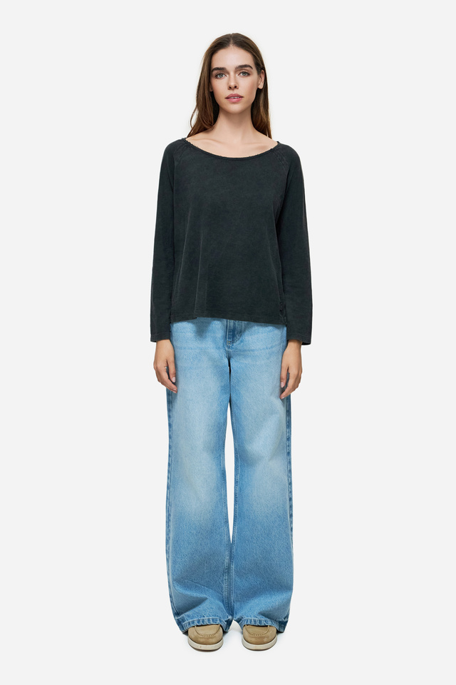 WIDE LEG DENIM TROUSERS