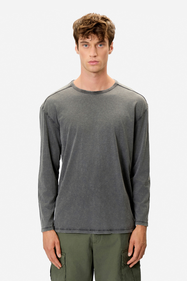 Oversized Long Sleeve Top with Raw Edges
