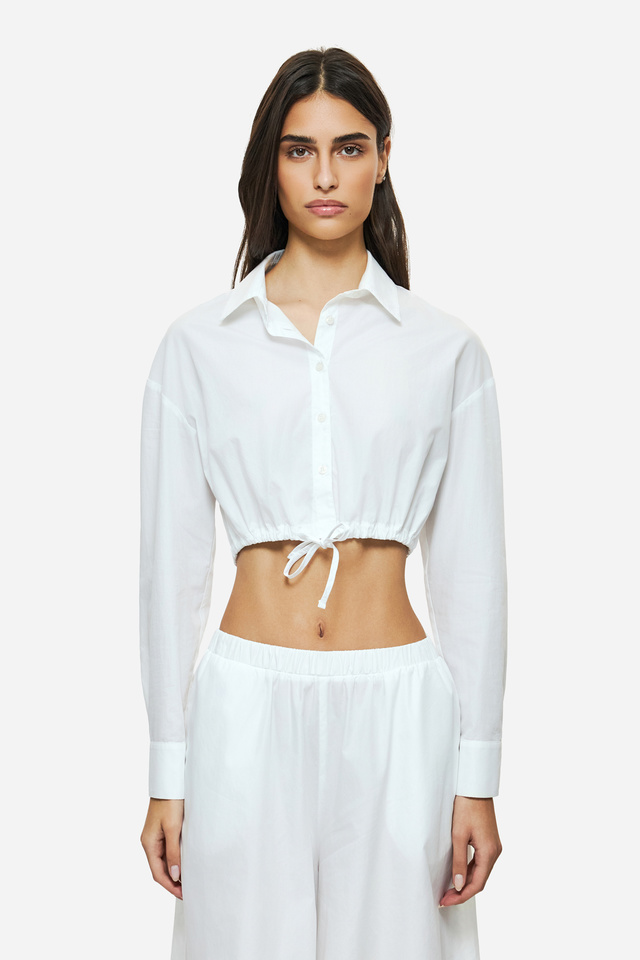 CROPPED SHIRT WITH DRAWSTRING
