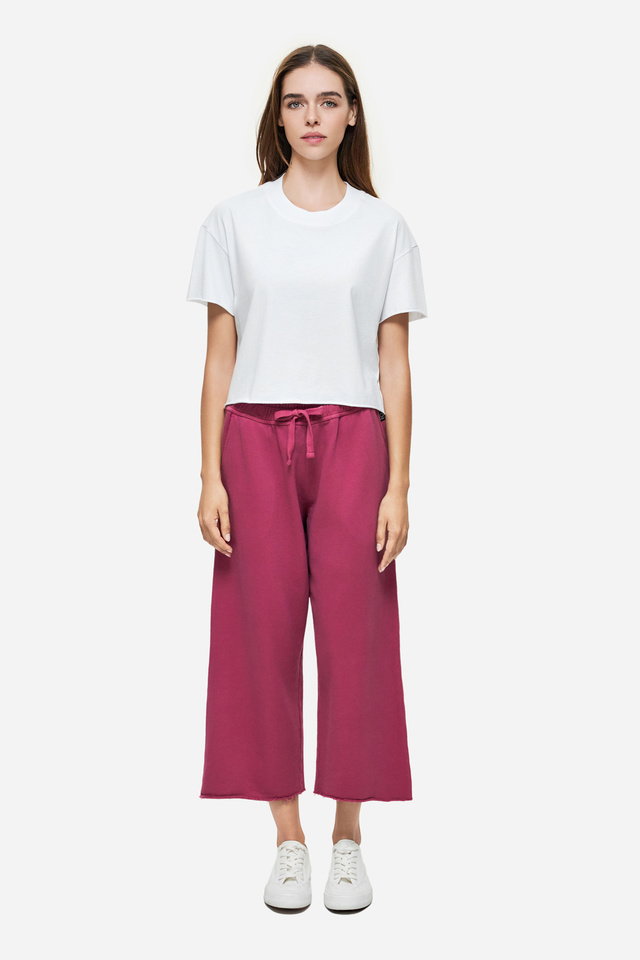 Cropped Sweatpants with Raw Edge Details