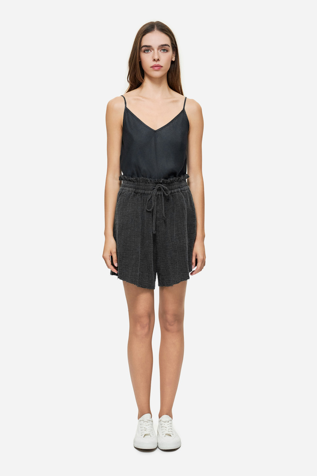 Relaxed Shorts with Raw Edge Details