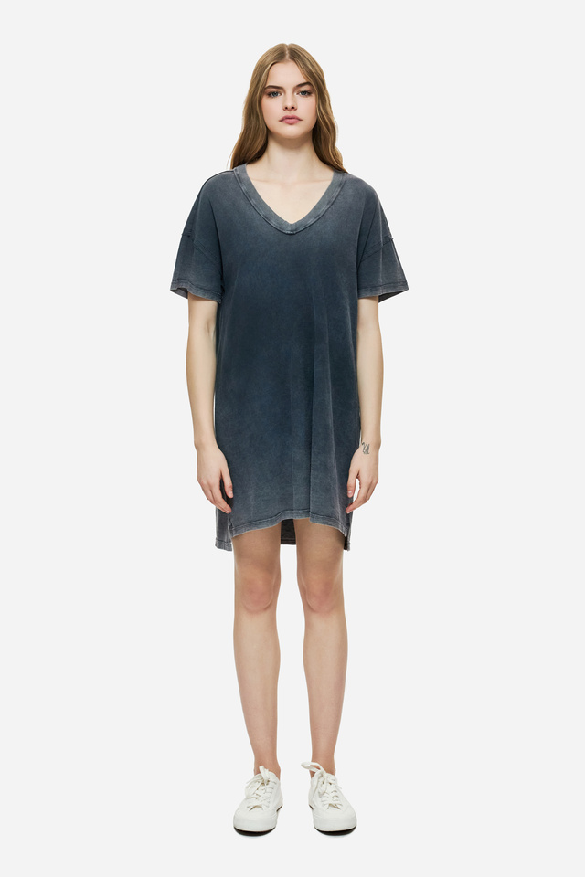 SLUB DRESS WITH RAW EDGES