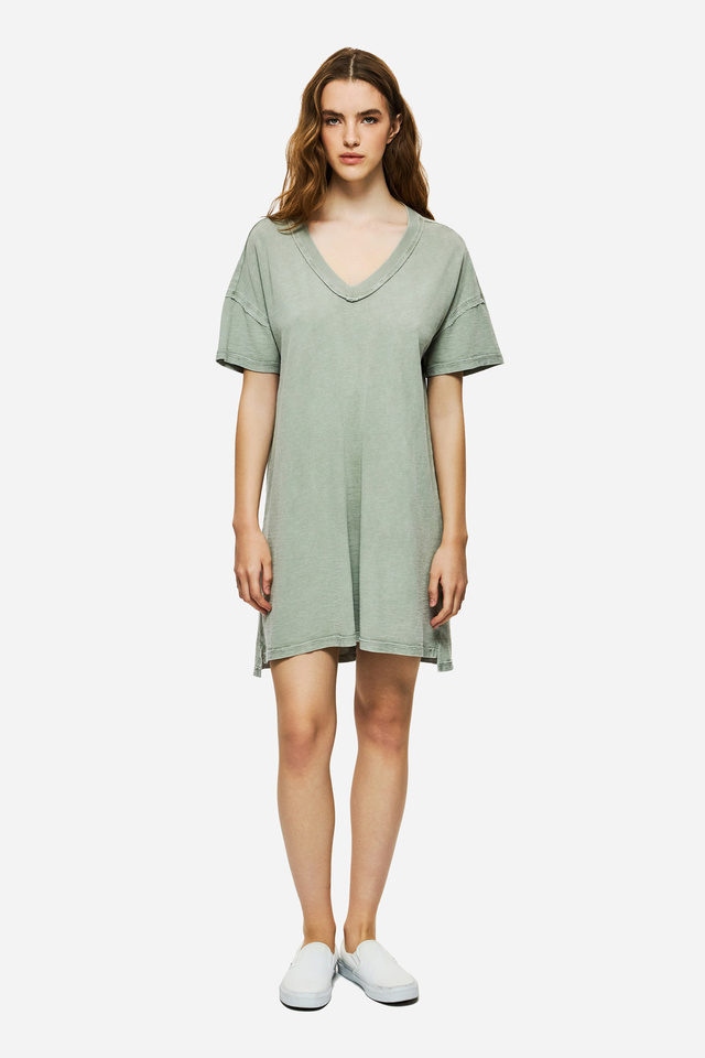 SLUB DRESS WITH RAW EDGES