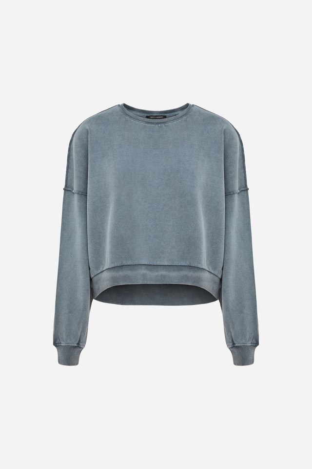 Asymmetric Crewneck with Rib Details