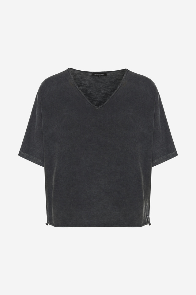 Γυναικείο Slub T-Shirt με V Λαιμόκοψη