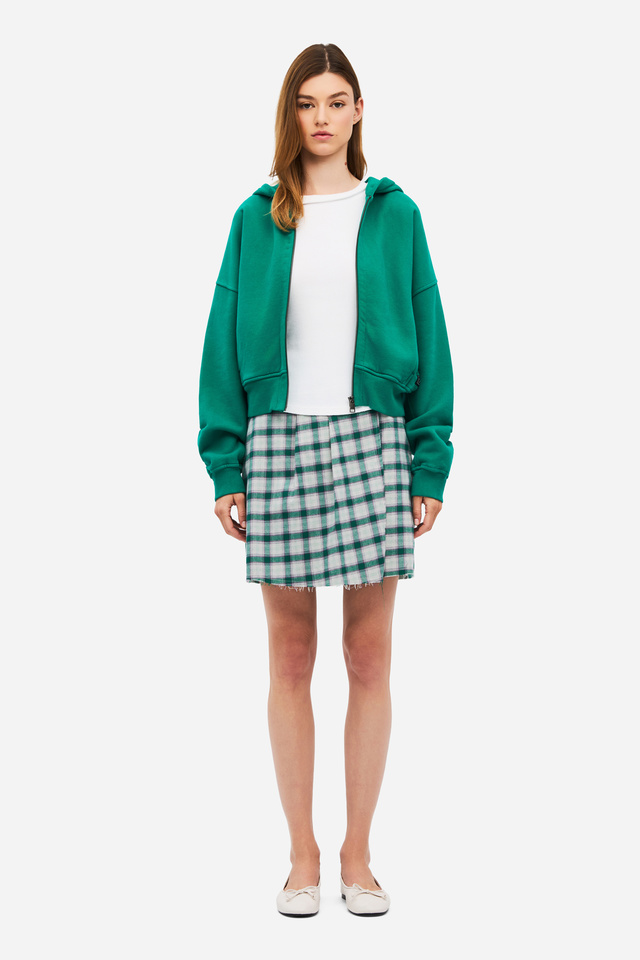 Wrap Checked Flannel Skirt