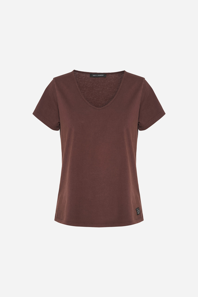 Women's V-Neck T-Shirt With Piping