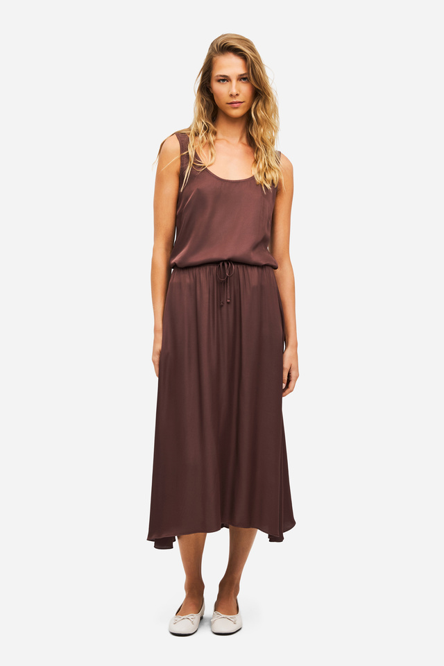 Women's Fluid Midi Skirt with Elastic Waist