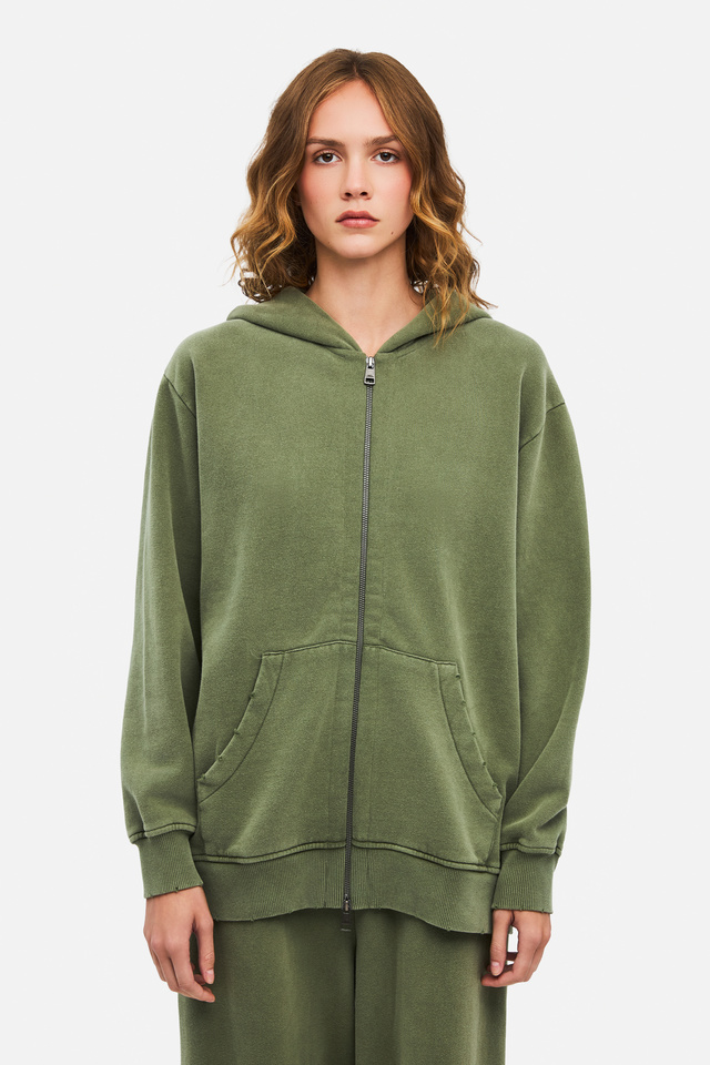 Oversized Ζακέτα με Διπλό Φερμουάρ
