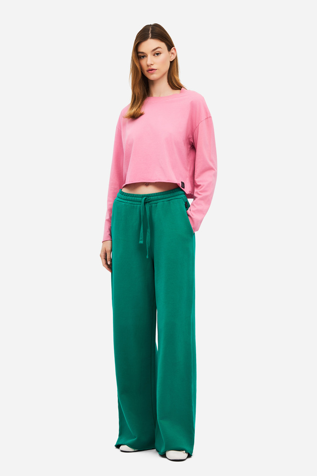 Wide-Leg Sweatpants with Raw Edges