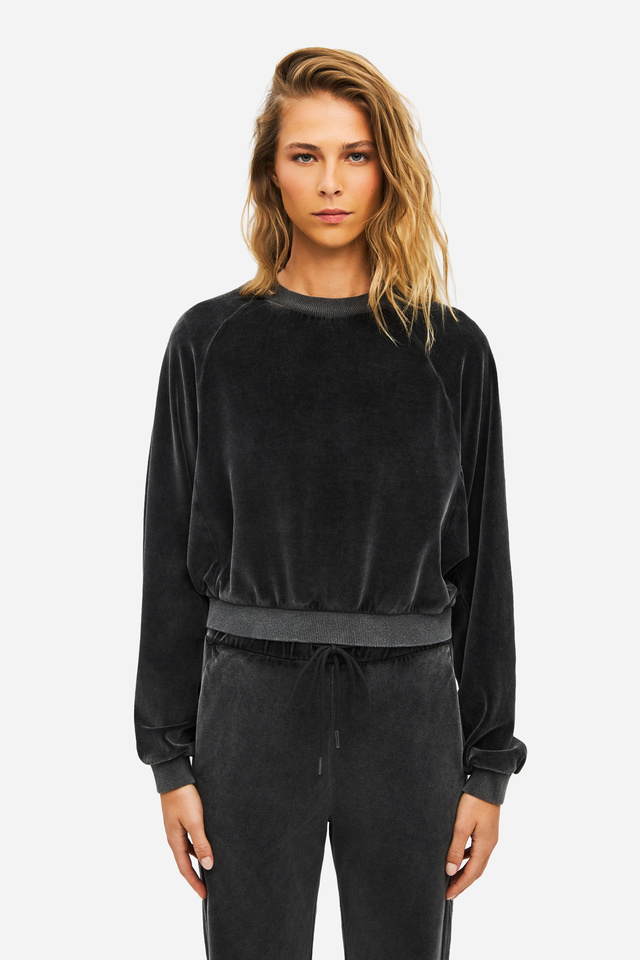 Velvet Cropped Crewneck
