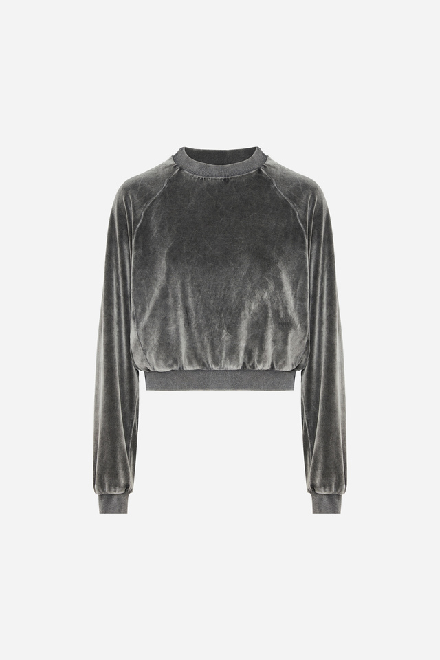 Velvet Cropped Crewneck
