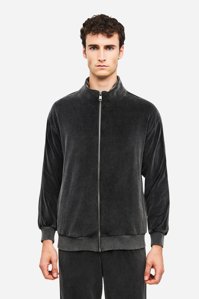 FUNNEL NECK VELVET FULLZIP