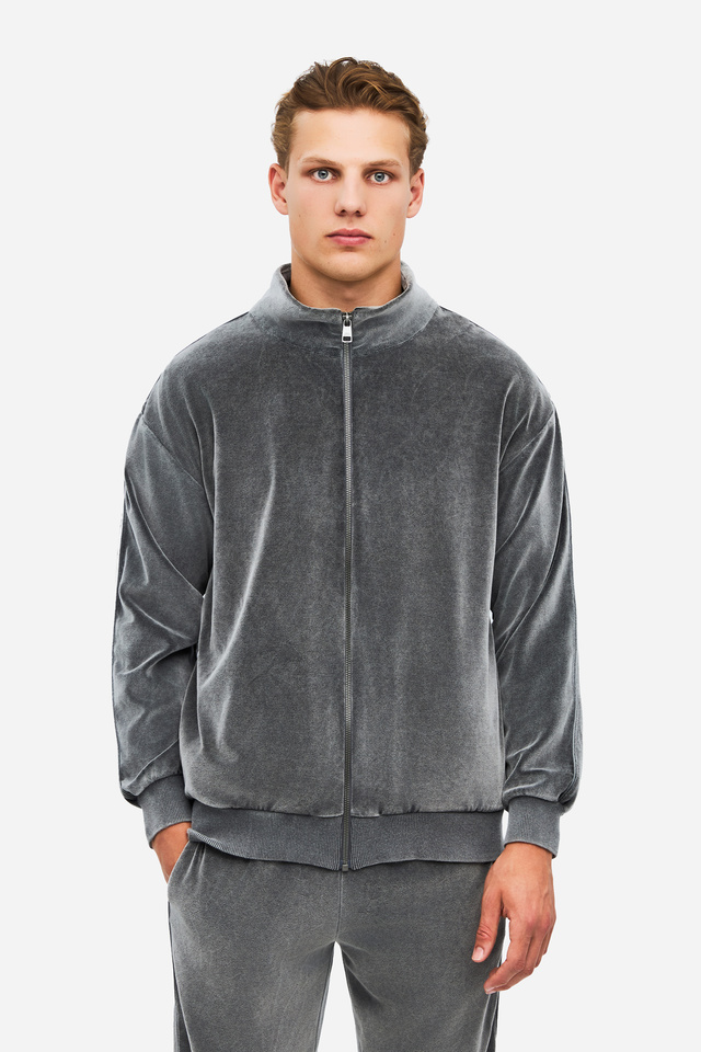 FUNNEL NECK VELVET FULLZIP