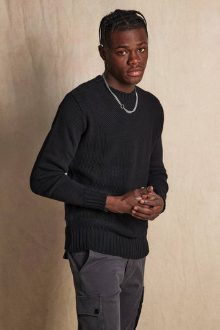 Pique Front Panel Knit Sweater